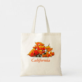 Stijlvolle papaverkunst met 'Californische' tekstC Tote Bag