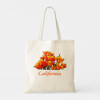 Stijlvolle papaverkunst met 'Californische' tekstC Tote Bag