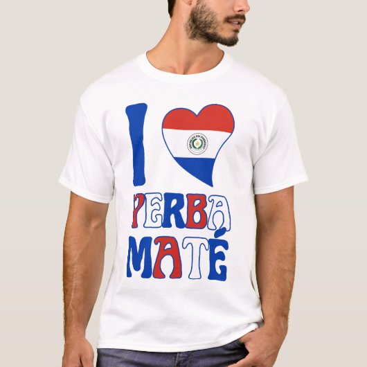 Stijlvolle Paraguay vlag I LOVE YERBA MATE T-shirt (Voorkant)