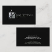 Stijlvolle parelmoer Haarstylist monogram Visitekaartje (Voorkant / Achterkant)