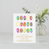 Stijlvolle Pasen brunch en eierenjacht Goud Folie Uitnodiging Briefkaart (Staand Voorkant)