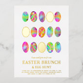 Stijlvolle Pasen brunch en eierenjacht Goud Folie Uitnodiging Briefkaart (Voorkant)