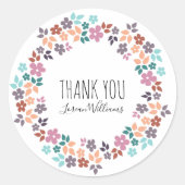 Stijlvolle Pastel Bloemen Haar Stijl Bloem Dank u Ronde Sticker (Voorkant)