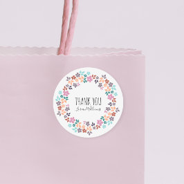 Stijlvolle Pastel Bloemen Haar Stijl Bloem Dank u Ronde Sticker