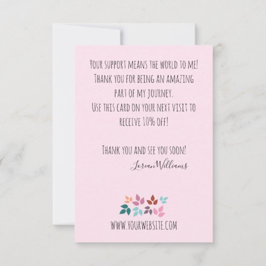 Stijlvolle Pastel Bloemen Haar Stylist Bladkrans Bedankkaart (Achterkant)