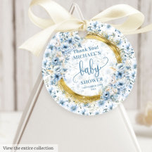 Stijlvolle Pastel Blue Gold Baby shower Favoriet T
