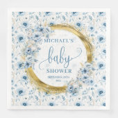 Stijlvolle Pastel Blue Gold Baby shower servetten (Voorkant)