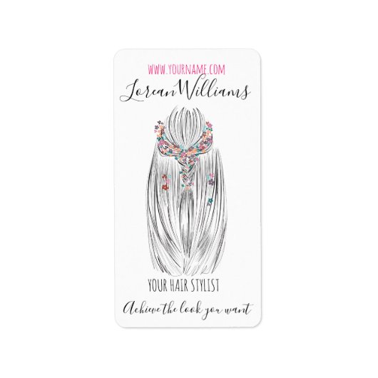 Stijlvolle Pastel Hair Stylist Braid Hairstyle Blo Etiket (Voorkant)