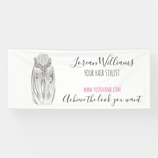 Stijlvolle Pastel Hair Stylist Braid Hairstyle Blo Spandoek (Horizontaal)