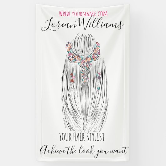 Stijlvolle Pastel Hair Stylist Braid Hairstyle Blo Spandoek (Verticaal)