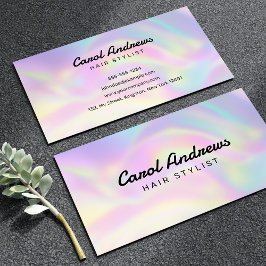Stijlvolle pastel holografische kapper visitekaartje