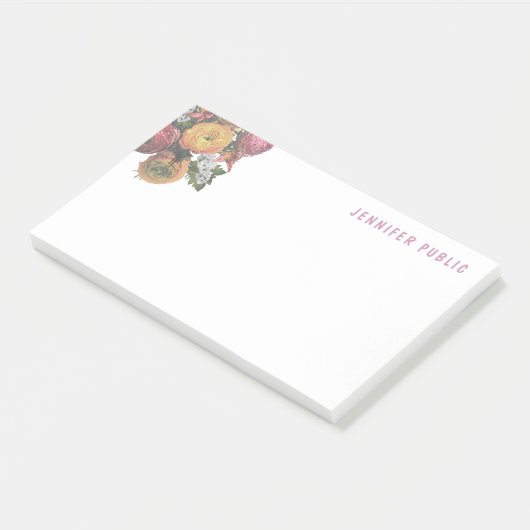 Stijlvolle Pastel Kleuren Waterverf Rozen Sjabloon Post-it® Notes (Schuin)