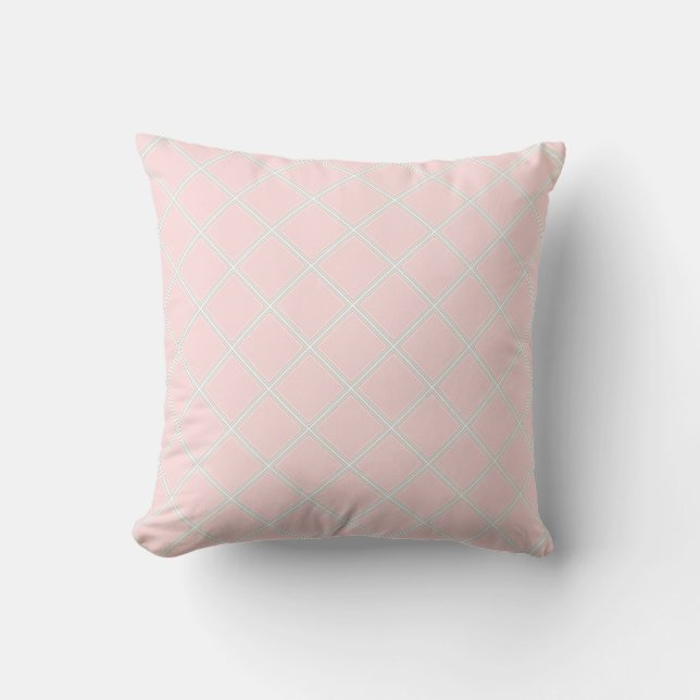Stijlvolle Pastel Roze Oranje Groen Witte Geometri Kussen (Voorkant)