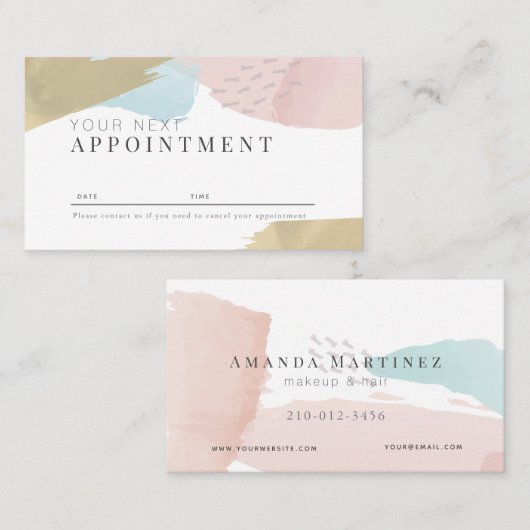 Stijlvolle Pastel Waterverf Salon Afspraakkaart Visitekaartje (Voorkant / Achterkant)