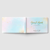 Stijlvolle Pastel Waterverven Faux Glitter Bruilof Gastenboek (Volledig)