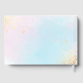 Stijlvolle Pastel Waterverven Faux Glitter Bruilof Gastenboek (Achterkant)