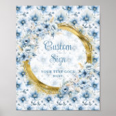 Stijlvolle pastelblauwe boho-waterverf bloemen op  poster (Voorkant)
