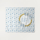 Stijlvolle Pastelblauwe Gouden Baby Shower Tapijt Wandkleed (Voorkant (horizontaal))