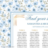 Stijlvolle pastelblauwe gouden waterverf zitplaats poster