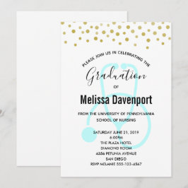 Stijlvolle pastelblauwe verpleegkundige afstudeeru kaart