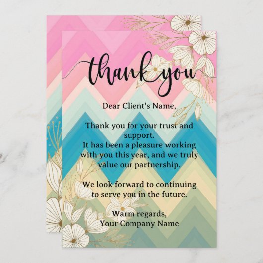 Stijlvolle pastelbloem waardering voor kleine bedr bedankkaart (Voorkant / Achterkant)