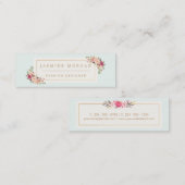 Stijlvolle pastelbloemen Waterverf Girly Chic Mini Visitekaartje (Voorkant / Achterkant)