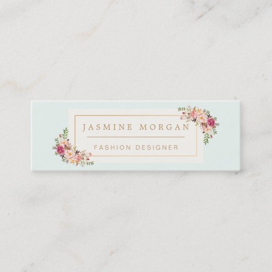 Stijlvolle pastelbloemen Waterverf Girly Chic Mini Visitekaartje (Voorkant)