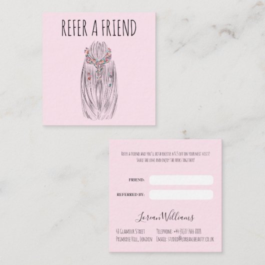 Stijlvolle Pastelkleur Haar Stylist Vlecht Kapsel  Afsprakenkaartje (Voorkant / Achterkant)