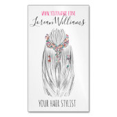 Stijlvolle Pastelkleur Haar Stylist Vlecht Kapsel  Magnetisch Visitekaartje (Voorkant Verticaal)