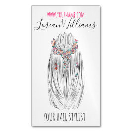 Stijlvolle Pastelkleur Haar Stylist Vlecht Kapsel  Magnetisch Visitekaartje