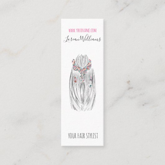 Stijlvolle Pastelkleur Haar Stylist Vlecht Kapsel  Mini Visitekaartje (Voorkant)
