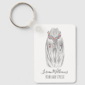 Stijlvolle Pastelkleur Haar Stylist Vlecht Kapsel  Sleutelhanger (Voorkant)