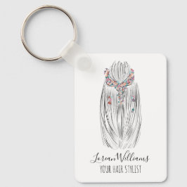 Stijlvolle Pastelkleur Haar Stylist Vlecht Kapsel  Sleutelhanger