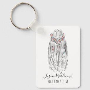 Stijlvolle Pastelkleur Haar Stylist Vlecht Kapsel Sleutelhanger