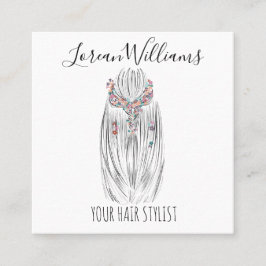 Stijlvolle Pastelkleur Haar Stylist Vlecht Kapsel  Vierkante Visitekaartje