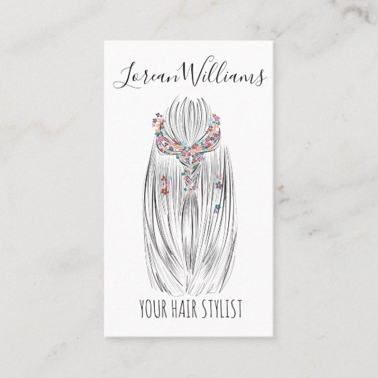 Stijlvolle Pastelkleur Haar Stylist Vlecht Kapsel  Visitekaartje (Voorkant)