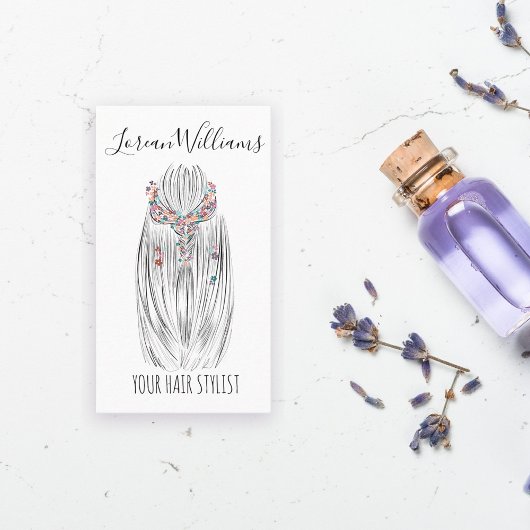 Stijlvolle Pastelkleur Haar Stylist Vlecht Kapsel  Visitekaartje