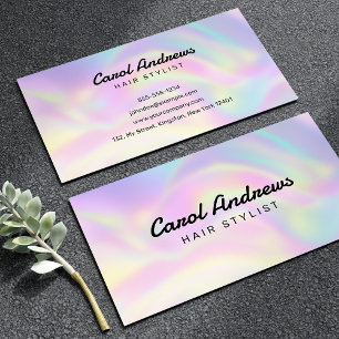 Stijlvolle Pastelkleurige Holografische Kapper Visitekaartje