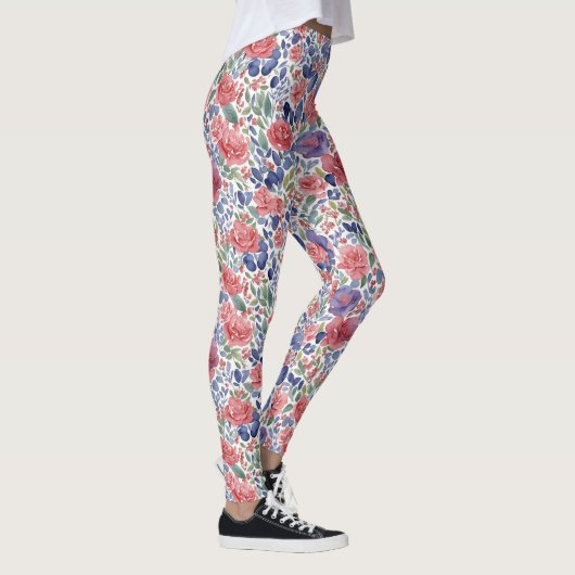 Stijlvolle pastelrode en Paarse Waterverf Leggings (Rechts)