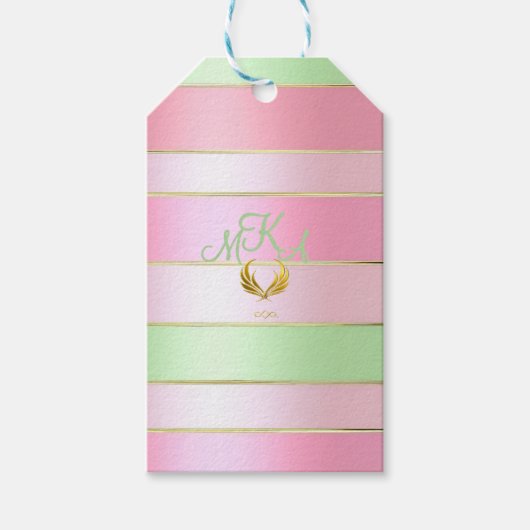 Stijlvolle pastelroze en mintgroene cadeaulabel (Voorkant)