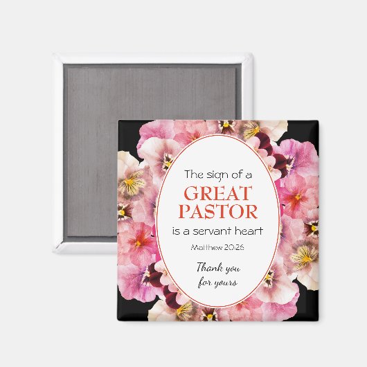 Stijlvolle PASTOR APPRECIATION SERVANT Floral Magneet (Voorkant / Achterkant)