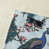 Stijlvolle pauw en bloem bruidsmeisje blauw strandlaken (In situ)