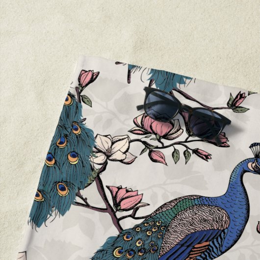 Stijlvolle pauw en bloem bruidsmeisje strandlaken (In situ)