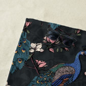 Stijlvolle Pauw en Bloem Bruidsmeisje Zwart Strandlaken (In situ)