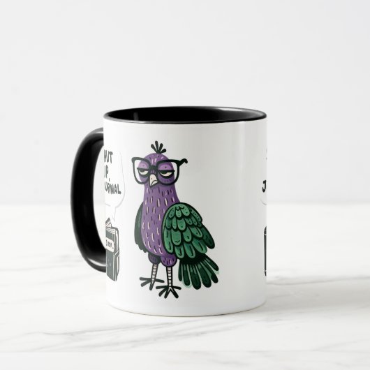 Stijlvolle pauw met bril - "Zwijg, Journal" Mok (Voorkant links)