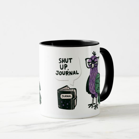 Stijlvolle pauw met bril - "Zwijg, Journal" Mok (Voorkant rechts)