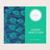 STIJLVOLLE PAUWENVEER GROEN & BLAUW LOGO GEVOUWEN VISITEKAARTJE (Buitenkant ongevouwen)