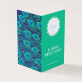 STIJLVOLLE PAUWENVEER GROEN & BLAUW LOGO GEVOUWEN VISITEKAARTJE (Buitenkant)