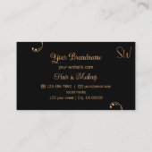 Stijlvolle peach en zwarte afbeelding met monogra visitekaartje (Achterkant)