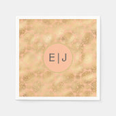 Stijlvolle Peach & Gold Dahlia's Patroon Monogram Servet (Voorkant)